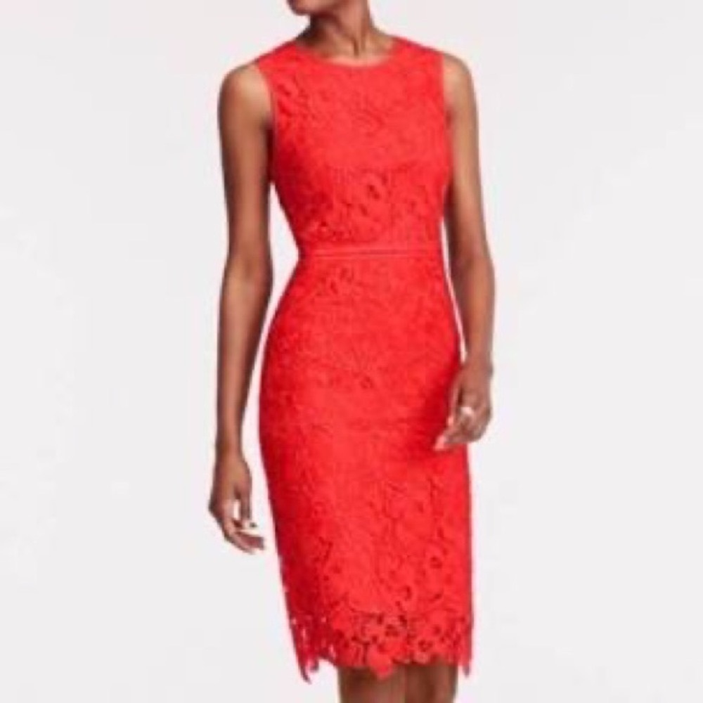 Ann Taylor red lace dress size 2